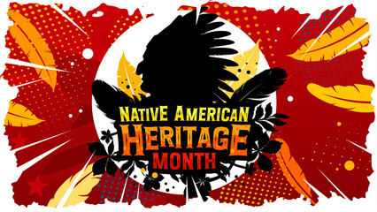 Native american heritage month - chief silhouette, feathers, culture, celebration