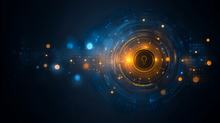 Glowing Blue and Orange Digital Network Sphere