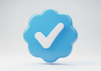 Vector art of blue verified check mark badge isolated on white background represents approval