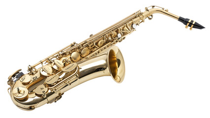 Saxophone isolated on a white background PNG. AI GENERATED.