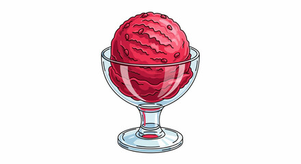 Artistic depiction of a delectable raspberry ice cream in a glass goblet