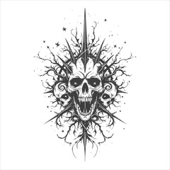 Gothic Tribal Tattoo Design Vector Illustration Set