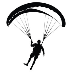 Silhouette of a Paraglider Descending Gracefully through the Air Harnessing the Wind for an Exhilarating Adventure