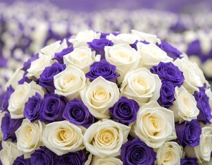 Stunning bouquet of white and purple roses