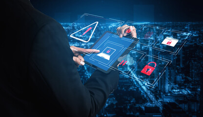 Cybersecurity threat focuses on cybersecurity, threat, and data breach with strong emphasis on...