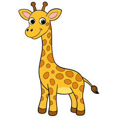 Obraz premium Cartoon Watercolor Illustration of Giraffe Animal Clipart