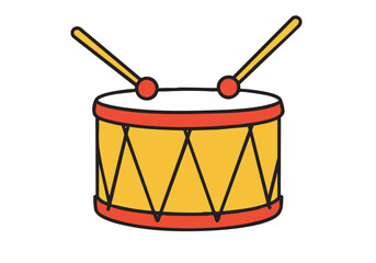 A vibrant drum beat symbol illustration with yellow and orange tones. Clean, modern design suitable for various commercial applications. Simple, eye-catching graphic.
