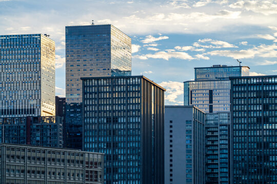 modern office building exterior in downtown financial district in Chengdu