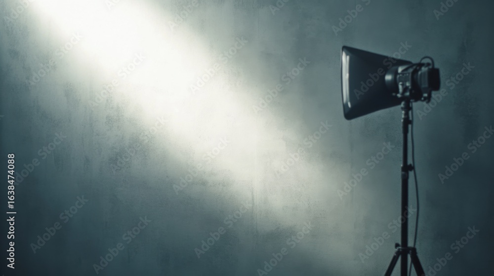Wall mural low angle photo of studio grey textured background lighted with soft light from the right to the lef