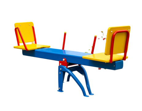 “Bright Colorful See-Saw for Kids Playground, isolated on a transparent background”.