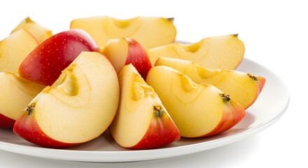 Fresh Apple Chunks Served in Plate Isolated on White