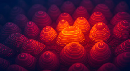 Abstract Red and Orange Concentric Circles, Warm Vibrant Digital Art,  Intricate Pattern Background.