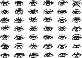 Fototapeta premium Collection of hand drawn eye illustrations with varied expressions and styles