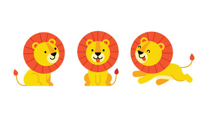 Playful Lion Illustration: Delightful illustration featuring a trio of cheerful lions with vibrant manes, capturing their playful spirit in a whimsical art style.