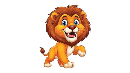 Cheerful Lion Cartoon: A vibrant, cheerful cartoon lion with a playful stance. Captures the lion's bright eyes and confident expression.