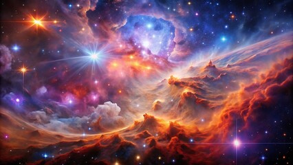 Fototapeta premium Vibrant nebula with glowing stars in deep space