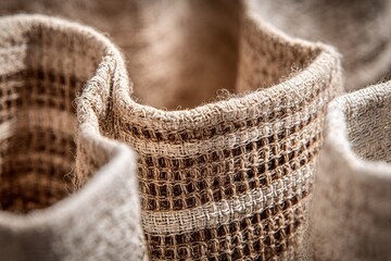 Textile close-up showcases intricate weave patterns highlighting natural fibers and textures in a contemporary design