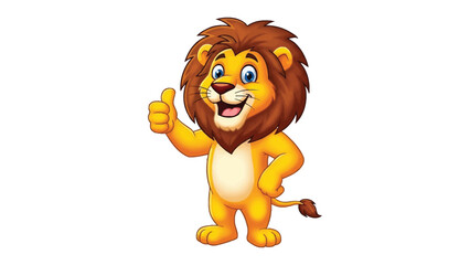 Cheerful Lion Mascot with a Thumbs Up: A friendly cartoon lion mascot, exuding confidence and approachability, gives a thumbs up, radiating positivity and approval in a charming illustration style. © mahmuda428