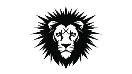  Majestic Lion Portrait: A regal lion's head in a striking, stylized, black and white design, capturing the essence of its noble nature.