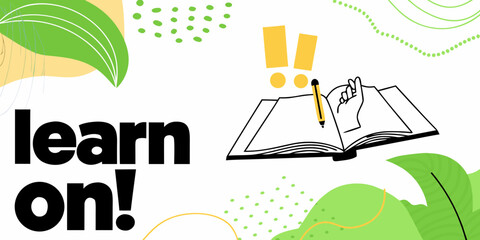 Learn on inspiring graphic with educational elements and nature motifs