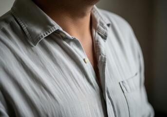 Mans Light Blue Dress Shirt - Close Up Detail