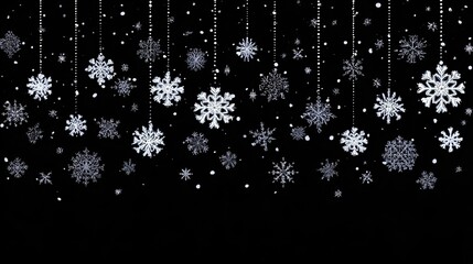 Snowflakes,  silvery,  and  sparkly,  hanging  from  strings