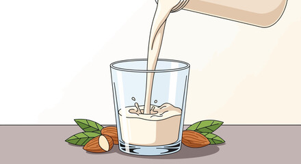 Almond milk splash: illustrating the creaminess and nutritional goodness