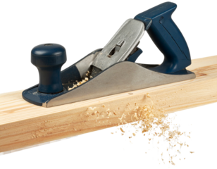  “Heavy-Duty Electric Planer with Wood Shavings, isolated on a transparent background”.