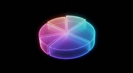 Colorful Neon Pie Chart on Black Background Modern Data Visualization