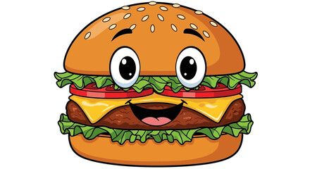 Delightful Smiling Burger Character Isolated on White Background
