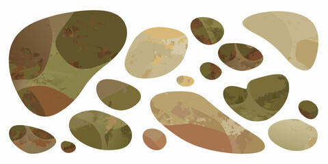 Abstract arrangement of organic shapes in earthy tones