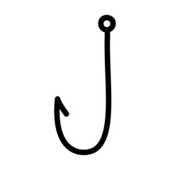 Fishing hook hand drawn icon isolated on white background