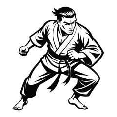 Dynamic Karate Master Displaying Skill and Precision within a Symbolic Circle Representing Discipline and Focus in Martial Arts