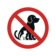 No pets allowed sign with dog and cat graphic in simple minimal design for easy visual recognition