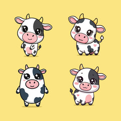 Kawaii style cow cute animal farm