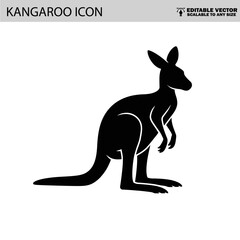 Silhouette of kangaroo against white background, wildlife symbol, iconic Australian animal imagery