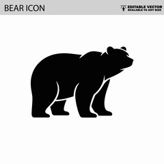 Fototapeta premium Silhouette of a bear standing on all fours in a clean minimalist style against a white backdrop
