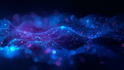 Futuristic artificial intelligence concept with glowing neural network and digital data streams in sleek modern design