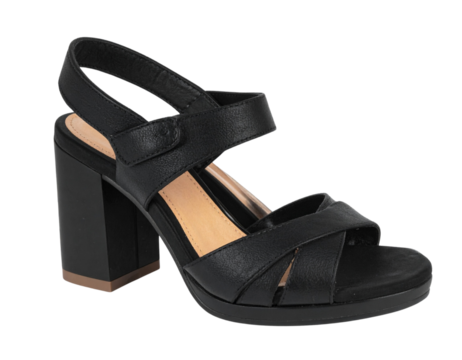 Black Strappy Sandals with Block Heel for Women, isolated on a transparent background. - Powered by Adobe