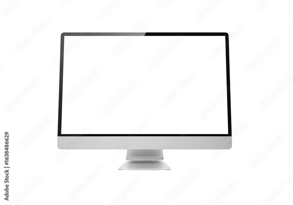 Poster a sleek computer monitor with a blank white screen isolated on transparent background, ideal for sho