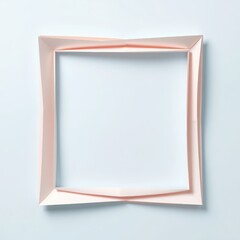 A delicate pastel pink paper frame with a slightly distressed texture on a light blue background