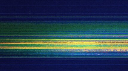 Horizontal bands of vibrant, distorted color on a dark background