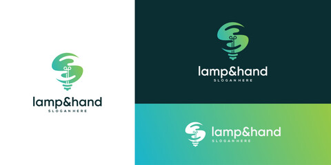 Silhouette of Two Hands inside a Light Bulb, Logo Design Vector Inspiration.