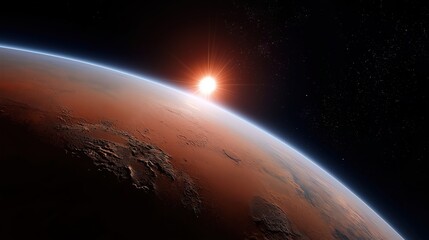 Obraz premium Sunrise over mars captured in stunning space view