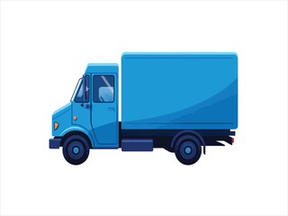 Fototapeta premium Blue commercial delivery truck vector illustration. Cargo van for freight, logistics, and transportation services isolated on a white background.