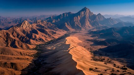 Fototapeta premium Scenic aerial view of desert mountains high resolution picture