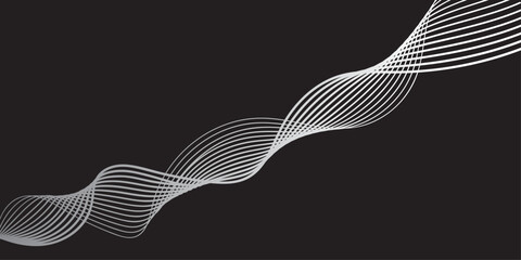 Abstract wavy lines create a flowing vector pattern for a modern black and white background design