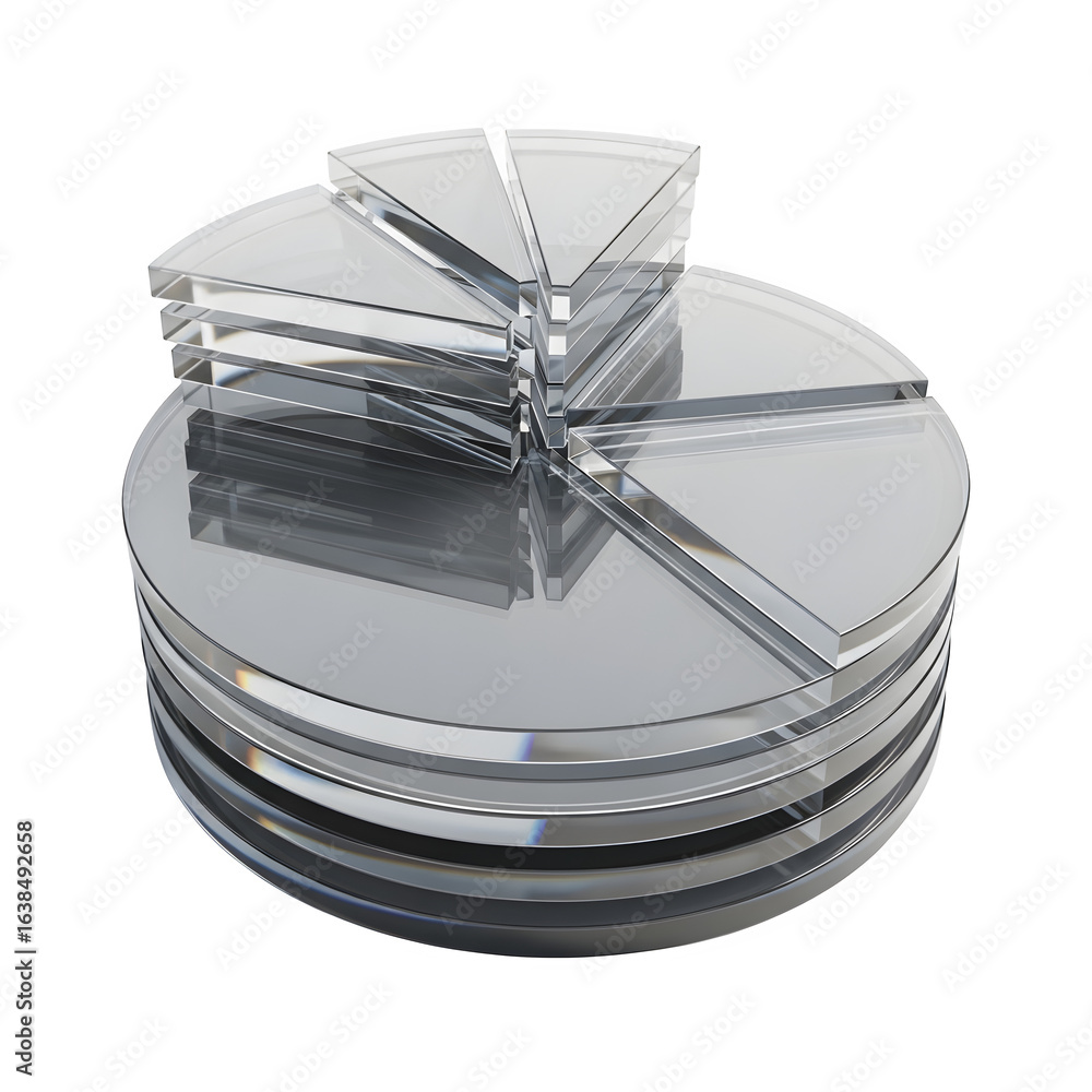 Poster 3d icon of transparent pie chart isolated on transparent background