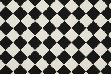 Diamond Checkerboard Minimal Geometric Background, Black and White Seamless Pattern