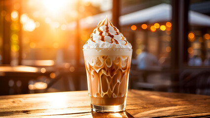 Indulge in this creamy iced coffee drink, topped with whipped cream and a caramel drizzle. Perfect for a sunny afternoon!